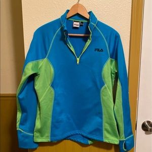 Green/Aqua quarter zip fleece lined top